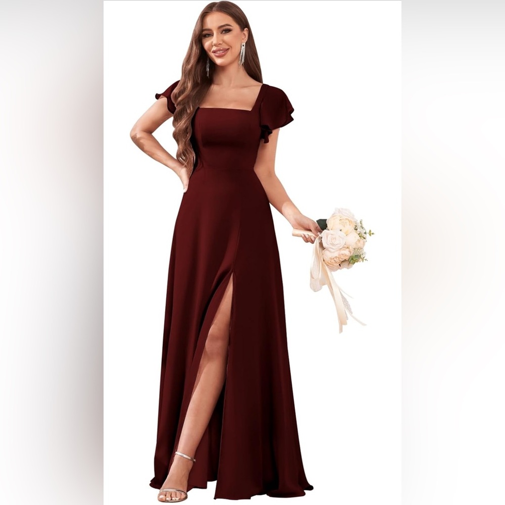 Elegant Burgundy Evening Gown